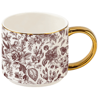 Sweet Water Decor Brown Delft 14 oz Gold Handle Coffee Mug