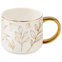 Sweet Water Decor Gold Leaves 14 oz Gold Handle Coffee Mug