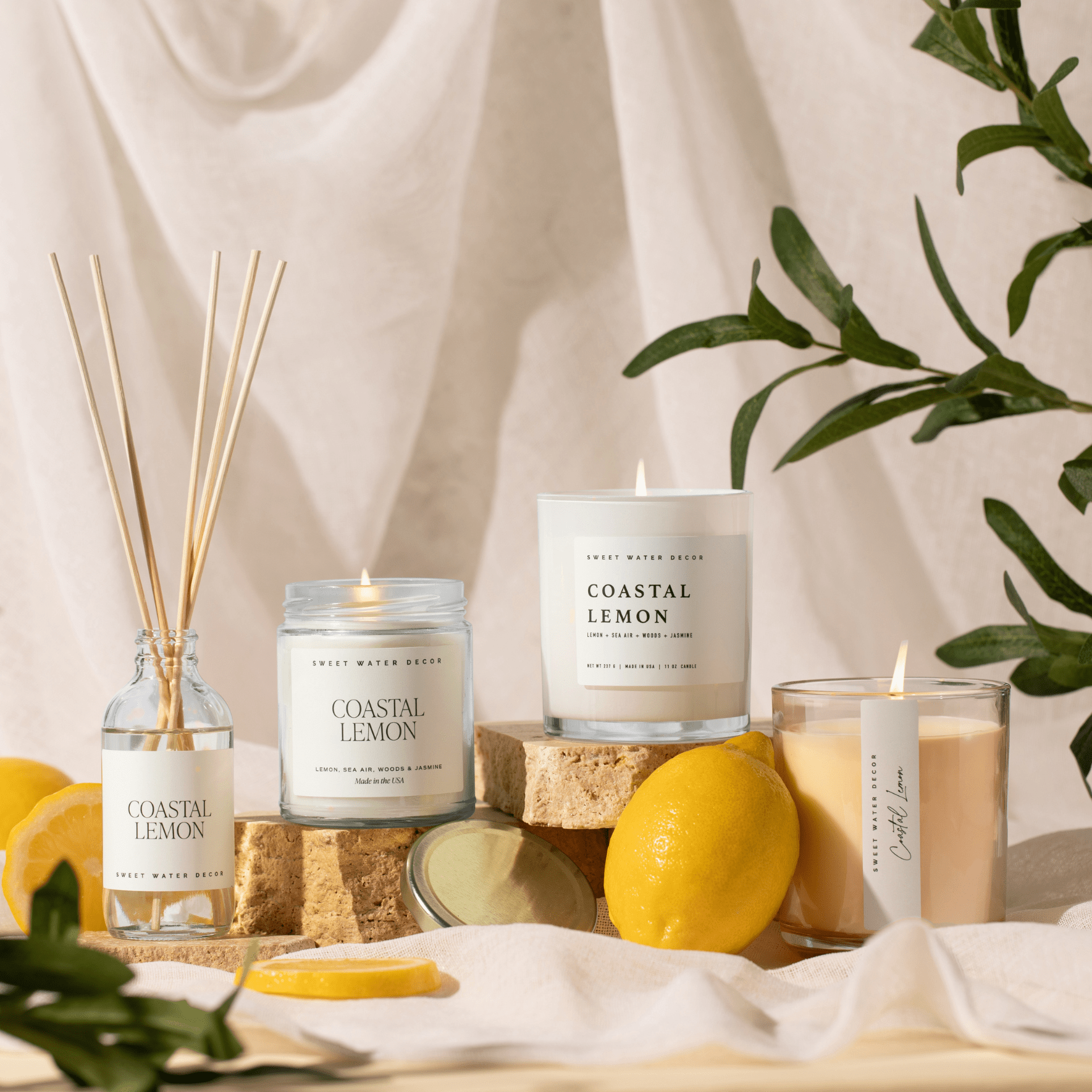 Sweet Water Decor Coastal Lemon Clear Reed Diffuser