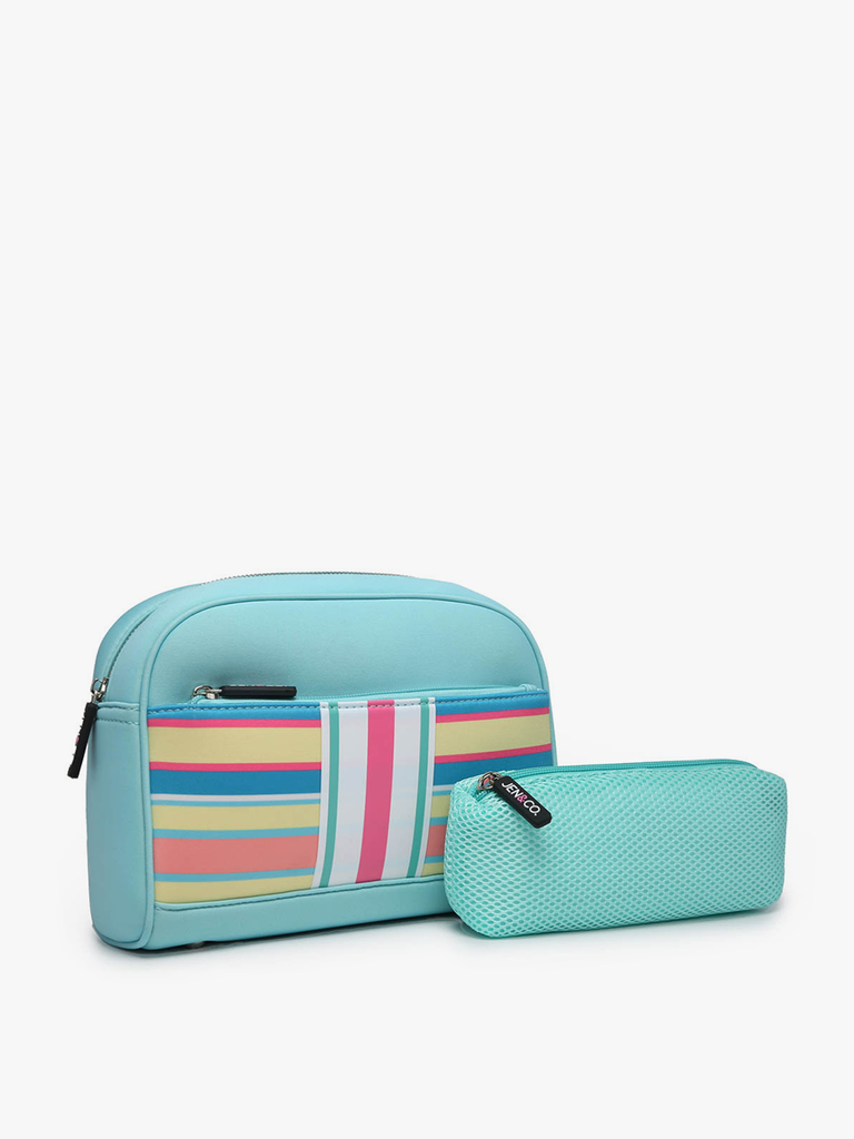 Jen & Co - Toni Neoprene Striped Cosmetic Bag - Stripe Multi