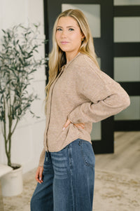 Collared Button Down Cardigan in Mocha