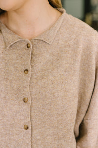 Collared Button Down Cardigan in Mocha