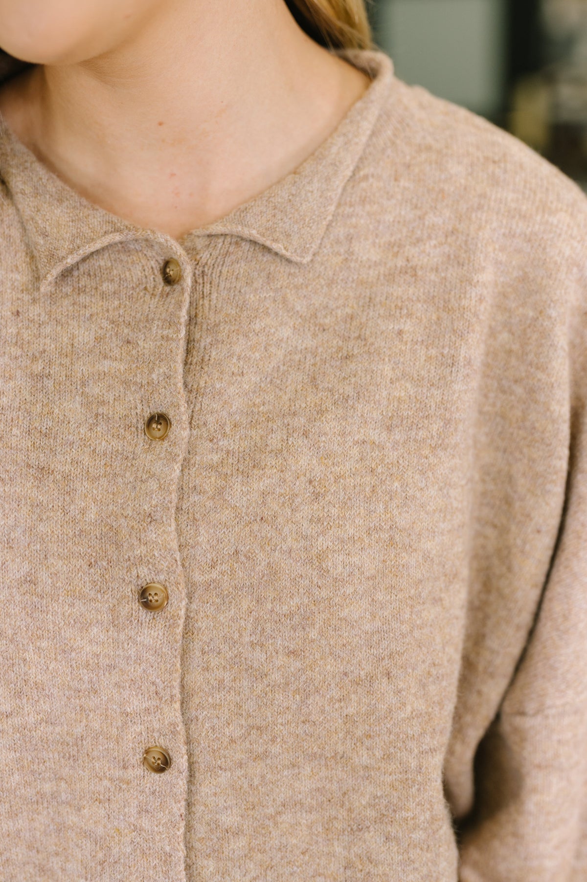 Collared Button Down Cardigan in Mocha