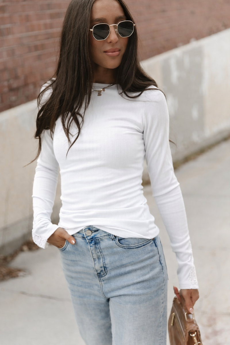 Ampersand Avenue Lovely Lace Long Sleeve - Mist