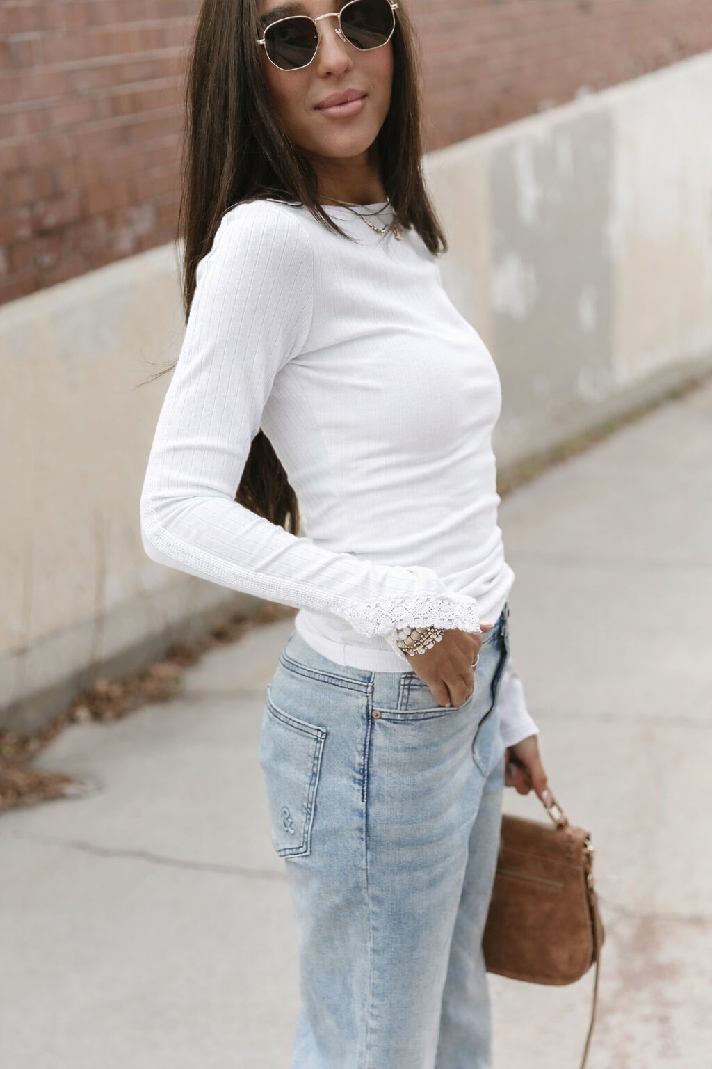 Ampersand Avenue Lovely Lace Long Sleeve - Mist