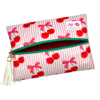Makeup Junkie Bags Pinstripe Cherry