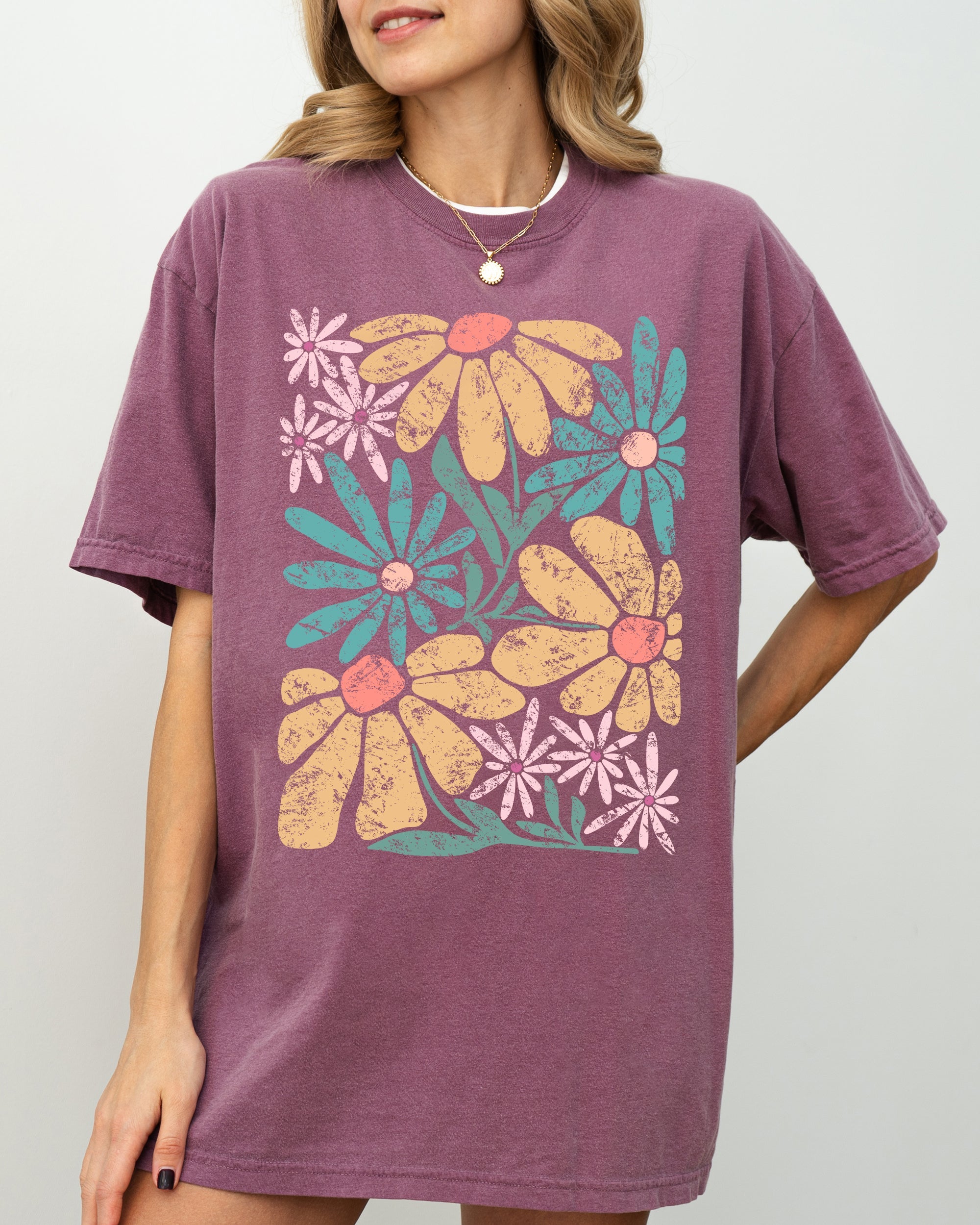 Summer Vibes Abstract Flowers Comfort Colors Graphic T-Shirt