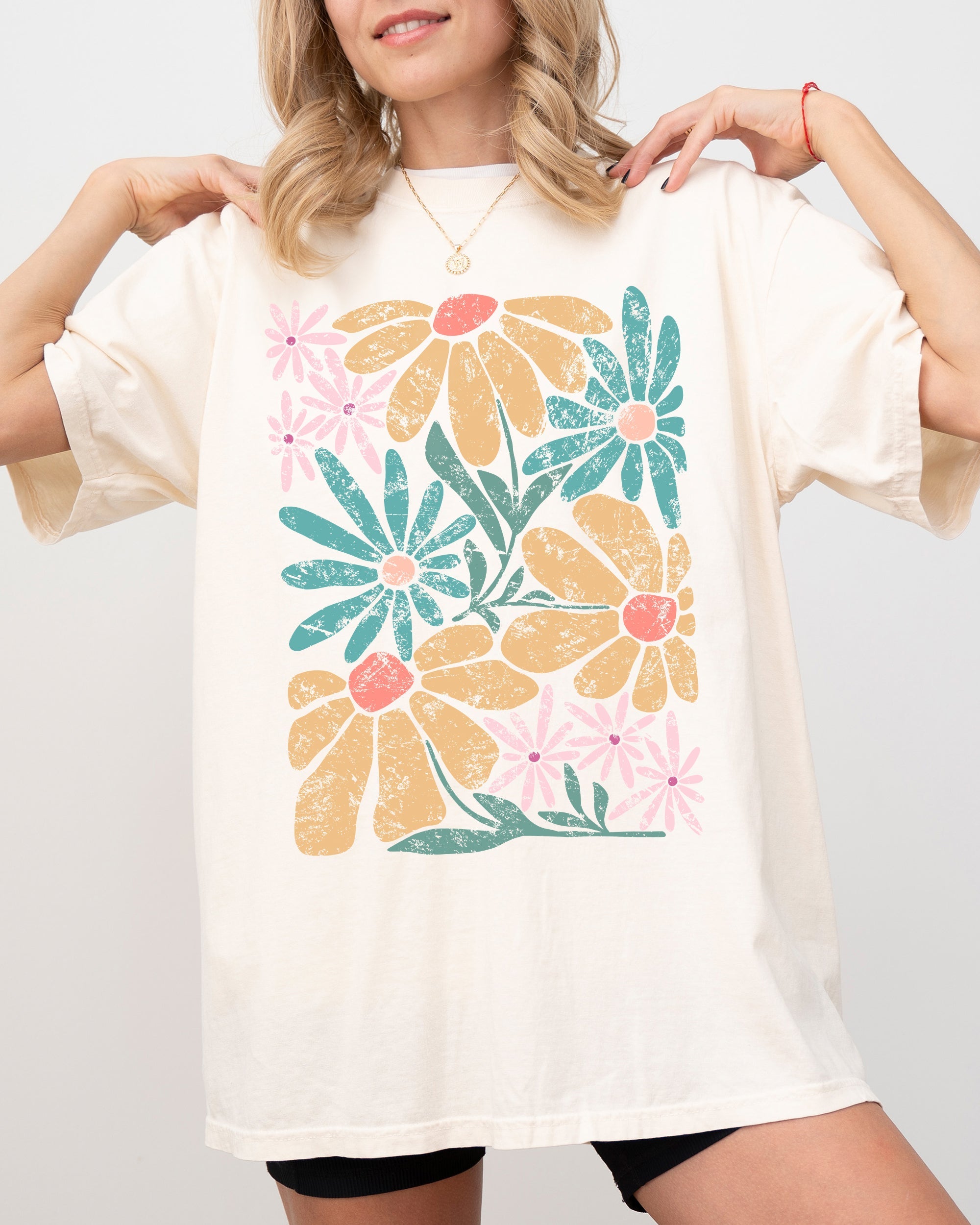 Summer Vibes Abstract Flowers Comfort Colors Graphic T-Shirt