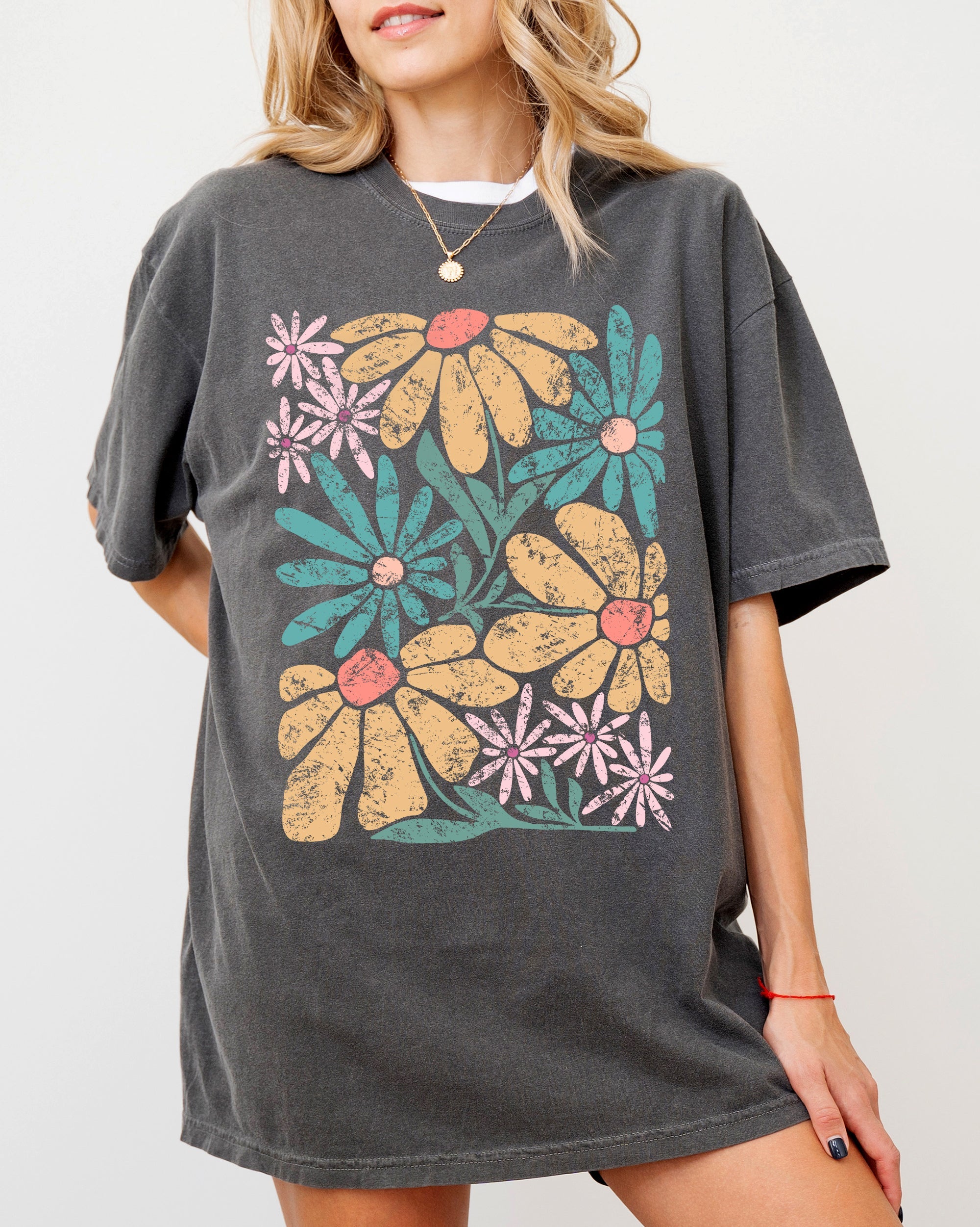 Summer Vibes Abstract Flowers Comfort Colors Graphic T-Shirt