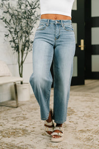Judy Blue Mid Rise Claudia Wide Leg Ankle Jeans 82738