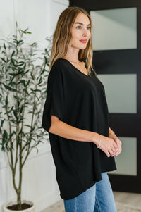 Zenana Coastal Ease V-Neck Top in Black