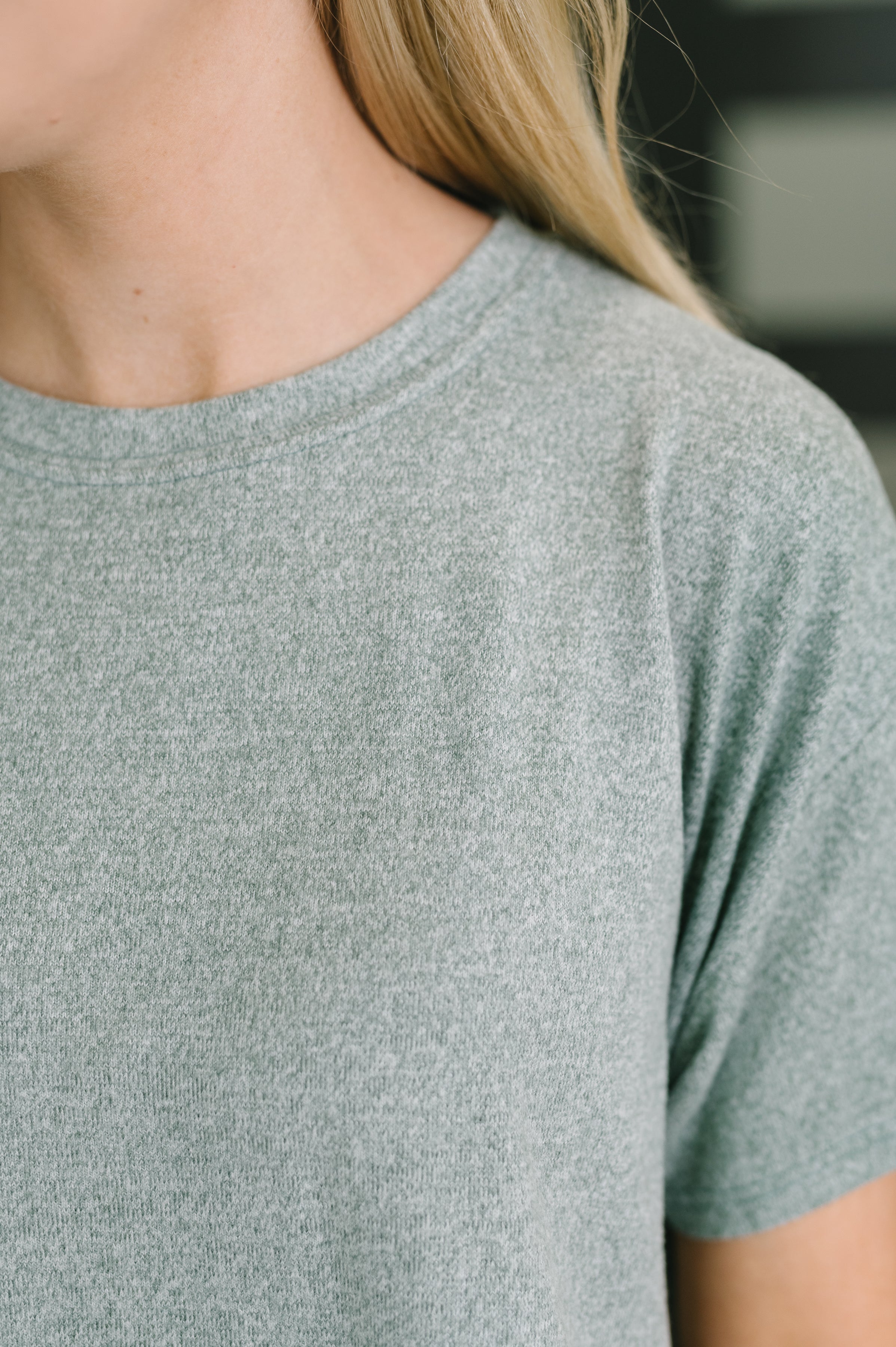 Zenana Melange Two-Piece Tee and Shorts Set in Ash Jade