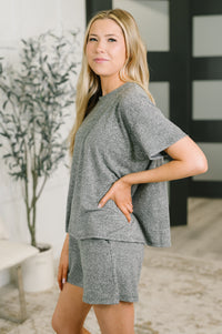 Zenana Melange Two-Piece Tee and Shorts Set in Black