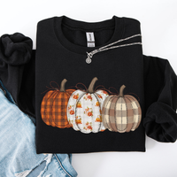 Plaid Patchwork Print Pumpkins Graphic Sweatshirt