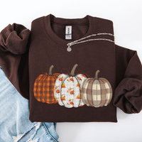 Plaid Patchwork Print Pumpkins Graphic Sweatshirt