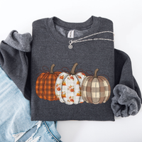 Plaid Patchwork Print Pumpkins Graphic Sweatshirt
