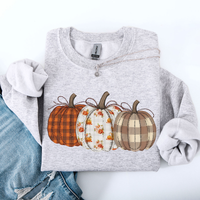 Plaid Patchwork Print Pumpkins Graphic Sweatshirt