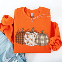 Plaid Patchwork Print Pumpkins Graphic Sweatshirt