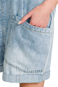 Zenana Denim Short Overalls with Pockets