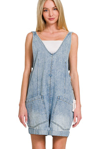Zenana Denim Short Overalls with Pockets