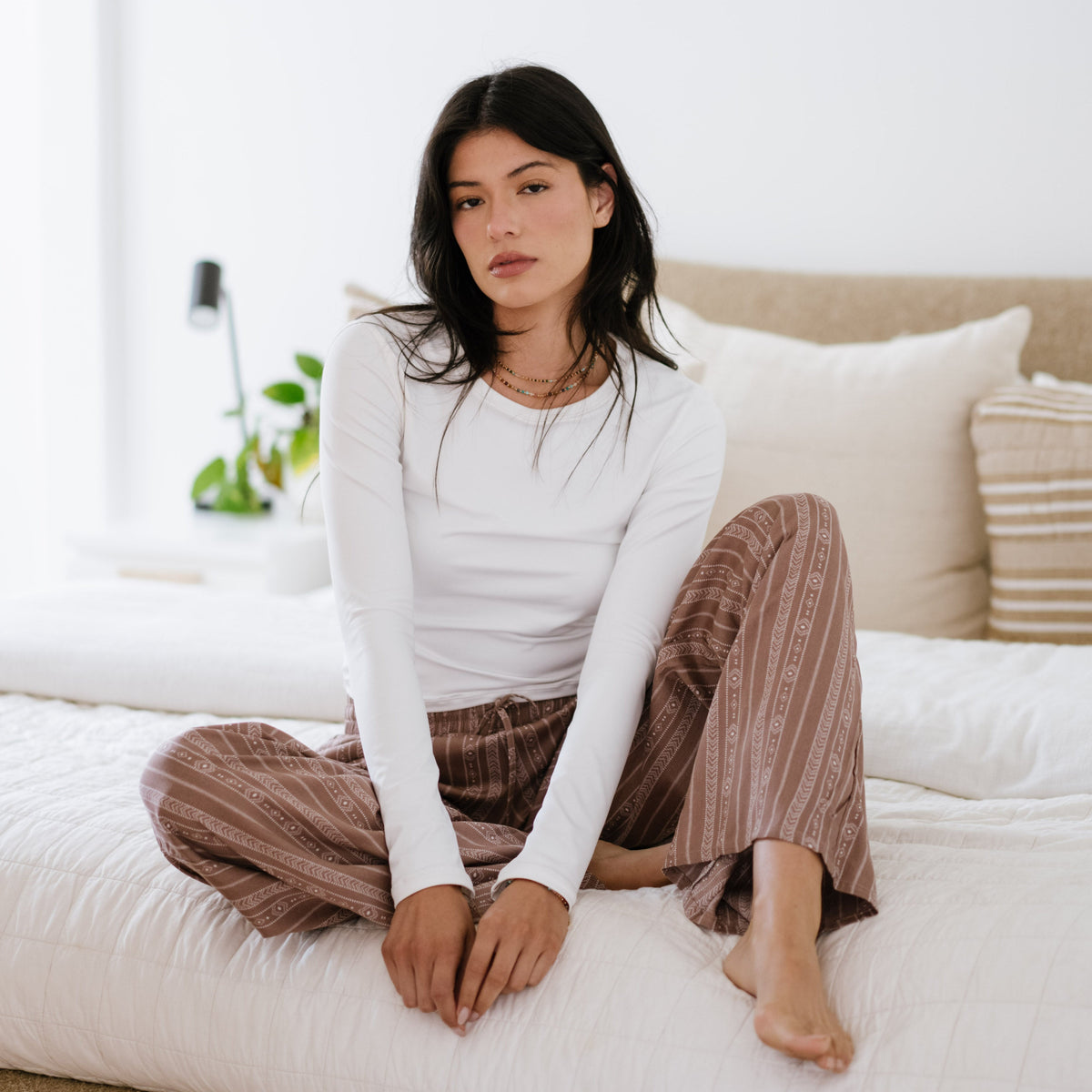 Lotus and Luna Yao Print Wide Leg Drawstring Pants