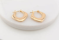 Flat Square Small Gold Hoop Earrings