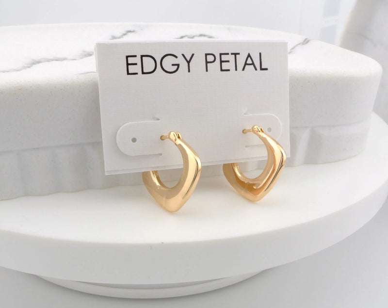 Flat Square Small Gold Hoop Earrings