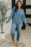Mineral Wash French Terry Pullover in Dusty Blue