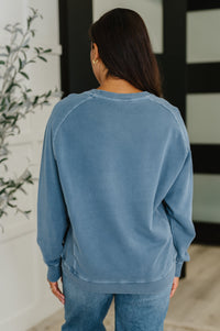 Mineral Wash French Terry Pullover in Dusty Blue