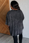 Mineral Wash Drop Shoulder Oversized Tee in Ash Black