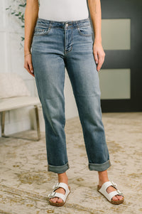 Judy Blue Mid Rise Boyfriend Jeans with Adjustable Back Tab 82731