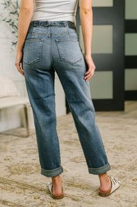 Judy Blue Mid Rise Boyfriend Jeans with Adjustable Back Tab 82731