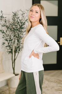 Zenana Back to Basics Long Sleeve Top in White