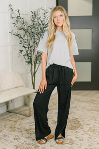 Zenana Linen Drawstring Pants in Black