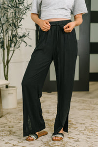 Zenana Linen Drawstring Pants in Black