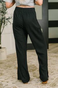 Zenana Linen Drawstring Pants in Black