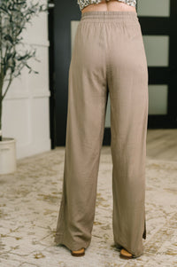 Zenana Linen Drawstring Pants in Light Cocoa
