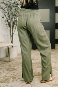 Zenana Linen Drawstring Pants in Light Olive