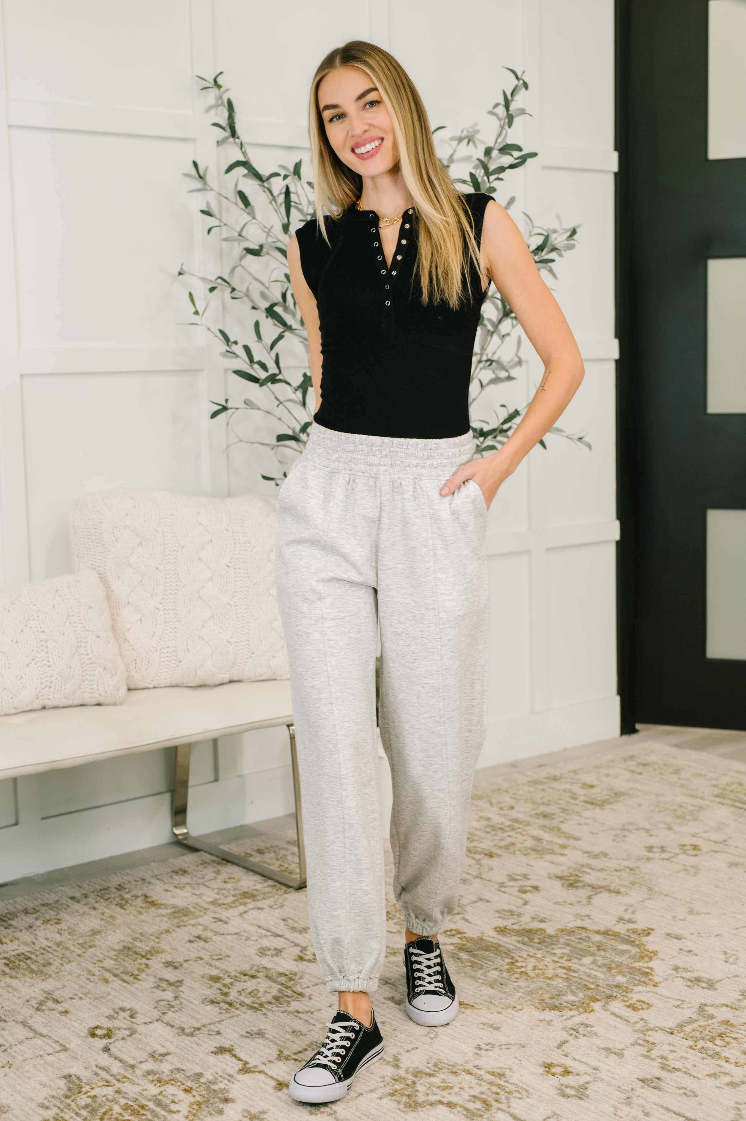 Zenana Scuba Joggers in Heather Grey