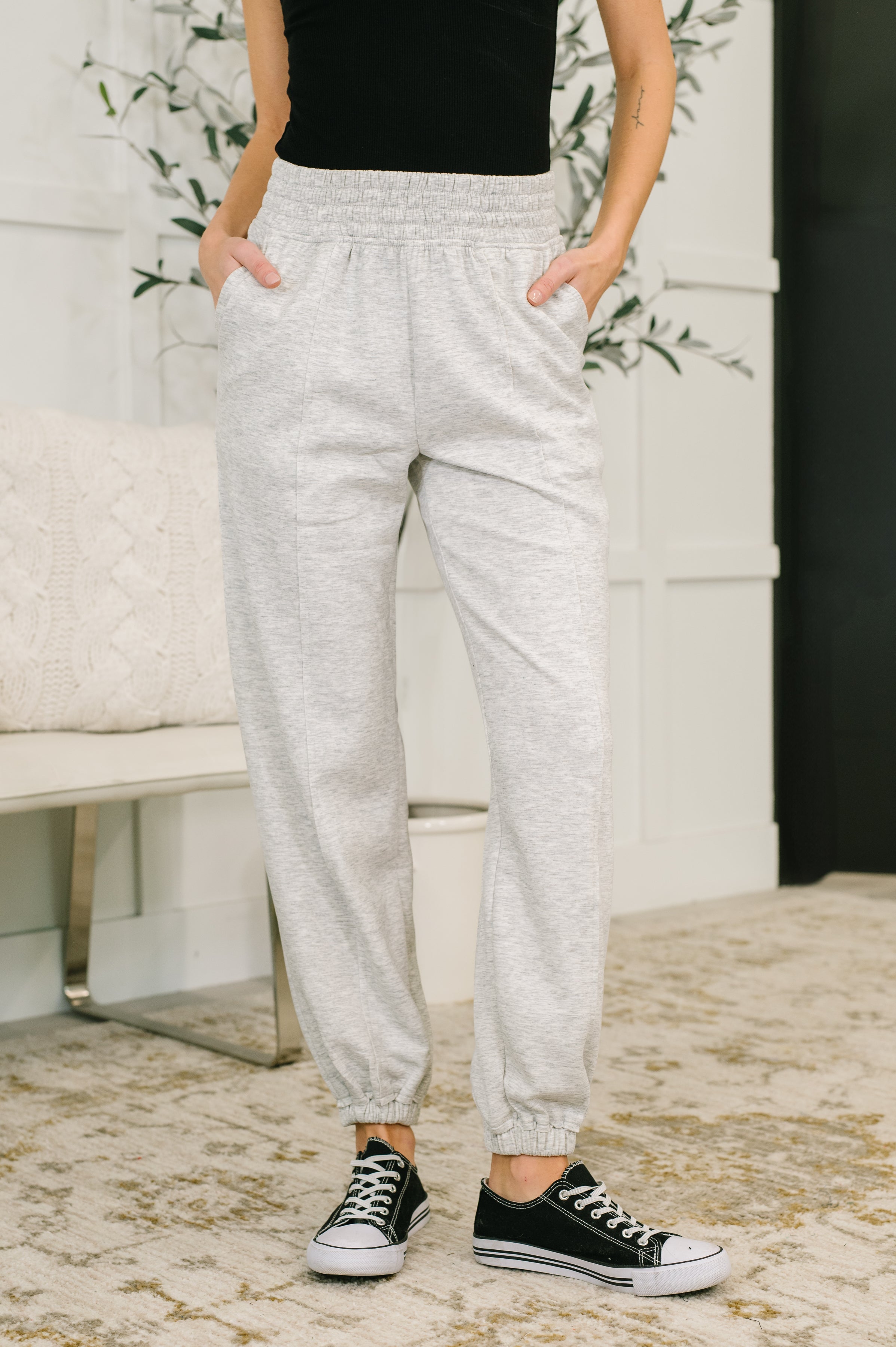 Zenana Scuba Joggers in Heather Grey