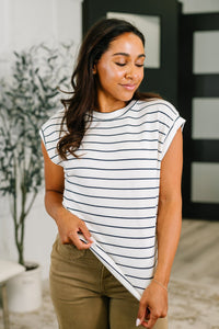 Striped Cap Sleeve Tee