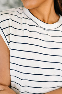 Striped Cap Sleeve Tee