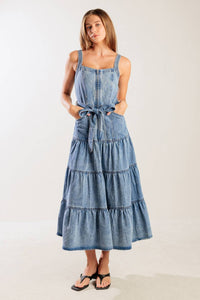 Flying Tomato Sunshine State of Mind Indigo Denim Midi Dress 
