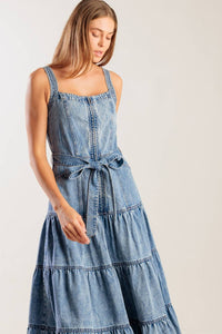 Flying Tomato Sunshine State of Mind Indigo Denim Midi Dress 