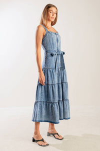 Flying Tomato Sunshine State of Mind Indigo Denim Midi Dress 