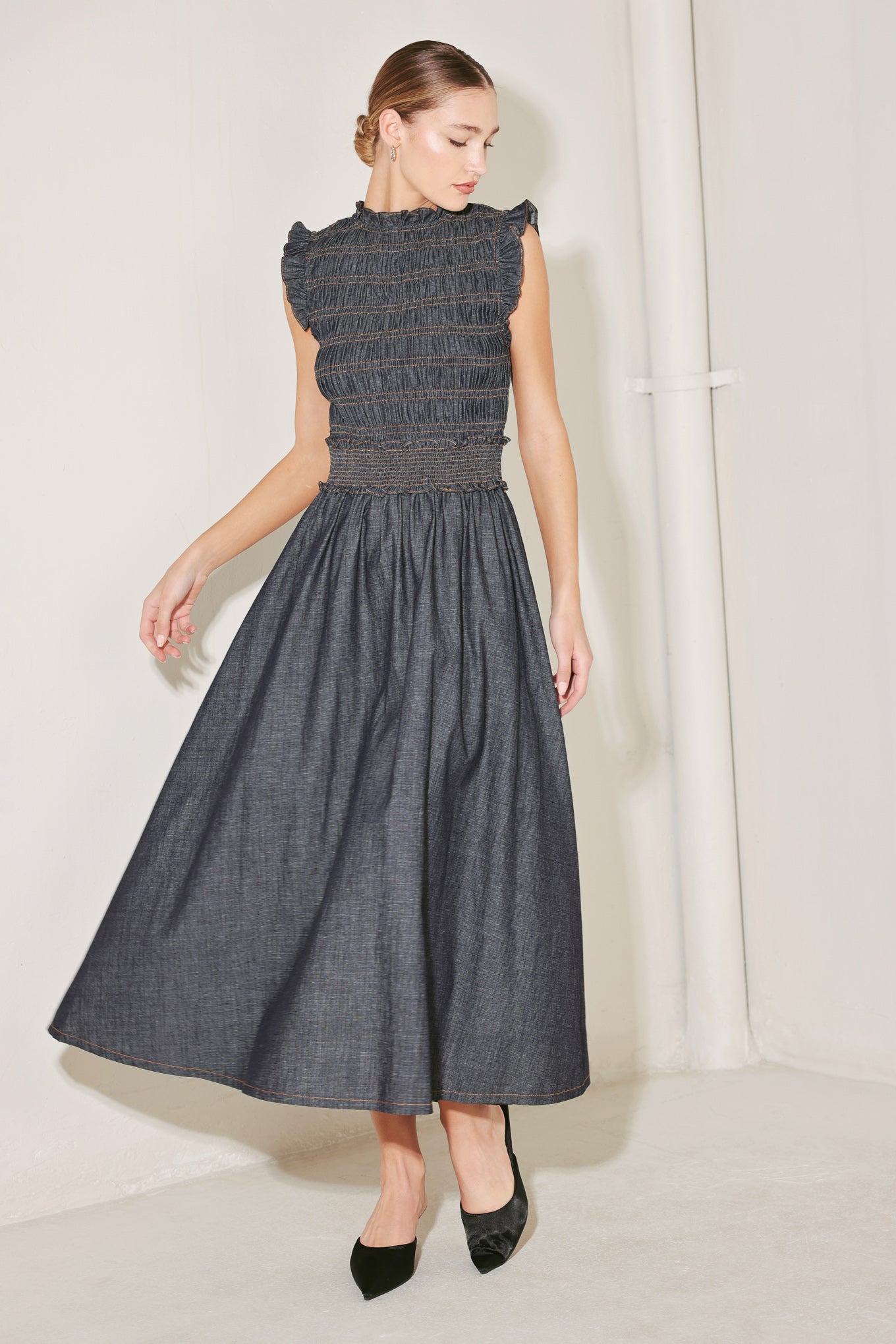 Flying Tomato Romantic Reverie Denim Midi Dress