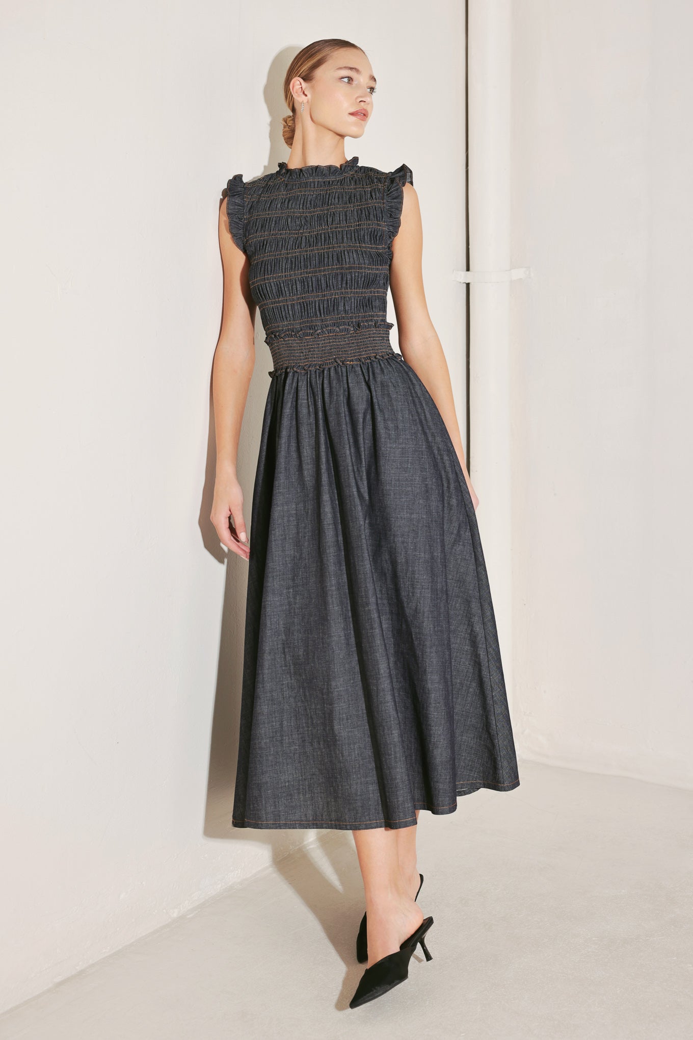 Flying Tomato Romantic Reverie Denim Midi Dress