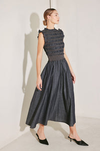 Flying Tomato Romantic Reverie Denim Midi Dress