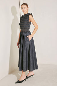 Flying Tomato Romantic Reverie Denim Midi Dress