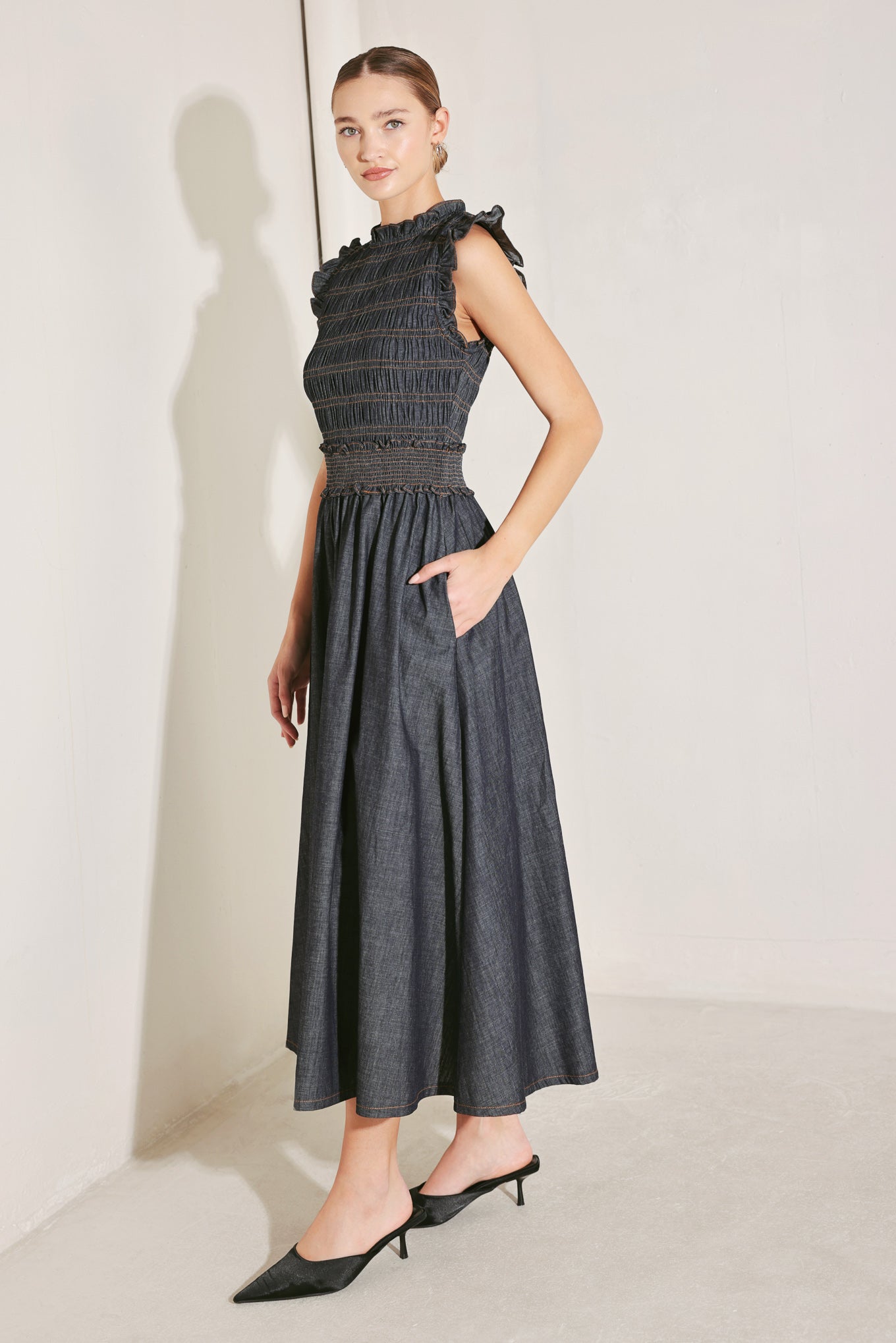 Flying Tomato Romantic Reverie Denim Midi Dress